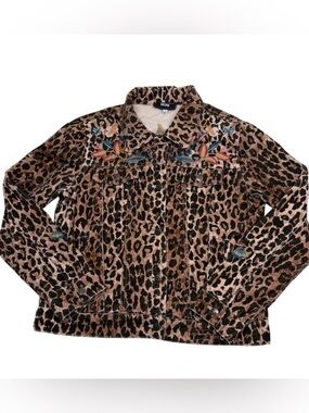 Johnny Was Multicolor Embroidered Bomber Jacket